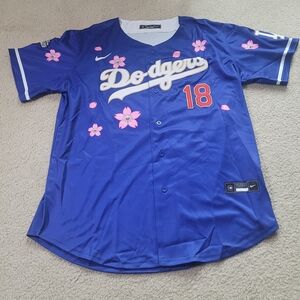 Nike LA Dodgers Yoshinobu Yamamoto #18 Cherry Blossom Stitched MLB Jersey Men XL